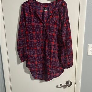 Mud Pie Red and Blue Patterned Blouse